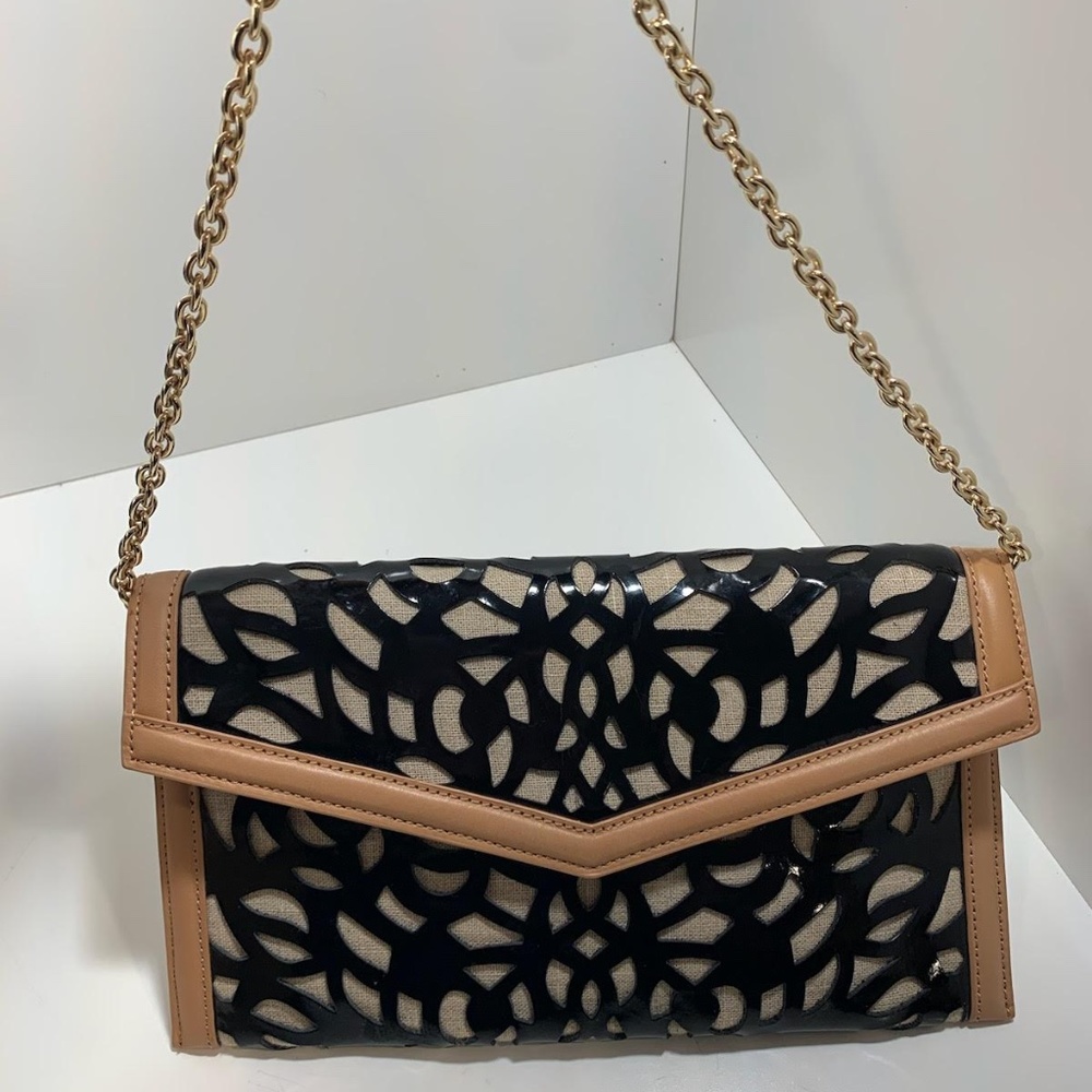 Sondra Roberts Envelope Clutch Bag, Black/Tan, NWOT